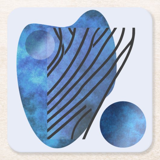 Blauw hart vierkante kartonnen onderzetter (Voorkant)