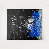 Blauw Hartblad Boom Boho Bruiloft Tapijt Wandkleed (Voorkant (horizontaal))