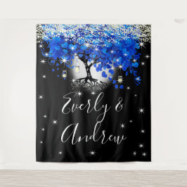 Blauw Hartblad Boom Boho Bruiloft Tapijt Wandkleed