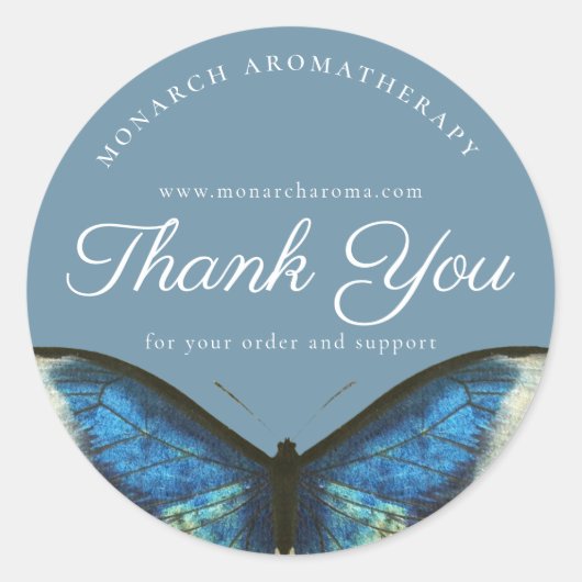 Blauw Hartelijk dank voor elegante Butterfly Busin Ronde Sticker (Voorkant)