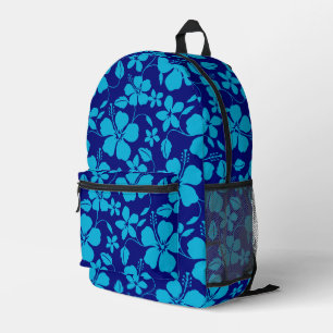 BLAUW HAWAII-PATROON IN DONKER/LICHTBLAUW BEDRUKTE RUGZAK