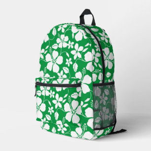 BLAUW HAWAII PATROON IN GROEN BEDRUKTE RUGZAK