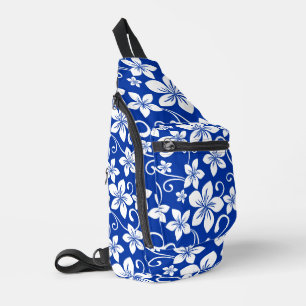 BLAUW HAWAII PATROON IN KONINKLIJK BLAUW SLING BAG