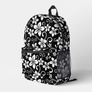 BLAUW HAWAII PATROON IN ZWART BEDRUKTE RUGZAK