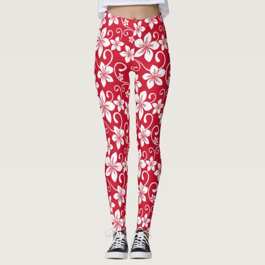 BLAUW HAWAII (RED) LEGGINGS (Voorkant)