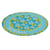 Blauw Hawaiiaans Hibiscus Bloemenpatroon Snijplank (Hoek)