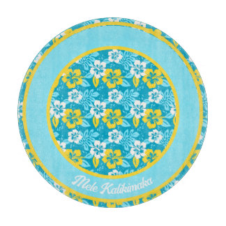 Blauw Hawaiiaans Hibiscus Bloemenpatroon Snijplank