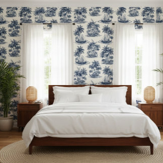 Blauw Hawaiiaans Toile de Joury Behang