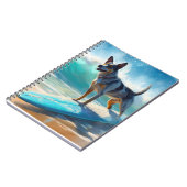 Blauw Heeler strand surfen schilderij Notitieboek (Linkerzijde)