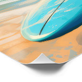 Blauw Heeler strand surfen schilderij Perfect Poster (Hoek)