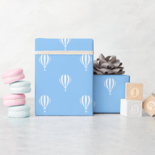 Blauw Heet Luchtballon Patroon Cadeaupapier
