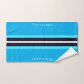 Blauw & Heet Roze Lijn Stijl Gepersonaliseerd Bad Handdoek (Handdoek)