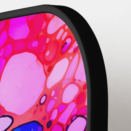 Blauw, Heet Roze & Oranje Alcohol & Inkt Pickleball Paddle (Links Detail)