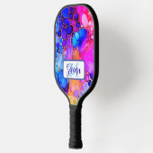 Blauw, Heet Roze & Oranje Alcohol & Inkt Pickleball Paddle (Links)