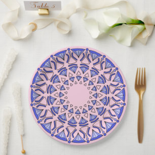 Blauw heilig driehoekig diamantpatroon papieren bordje