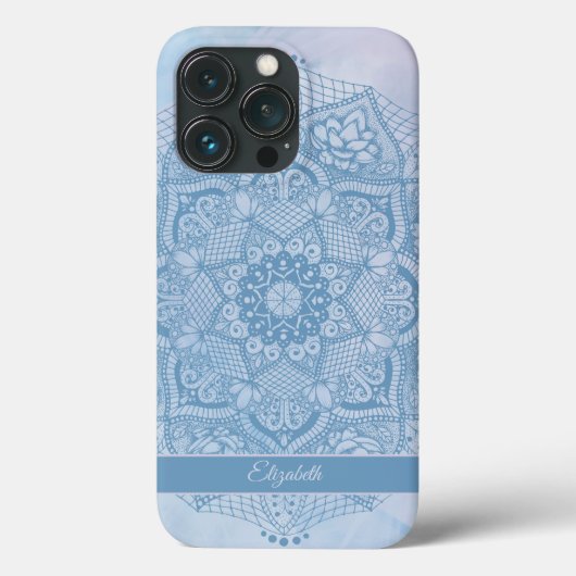  blauw Heilige Lotus Flower Blossom Mandala Case-Mate iPhone Case (Achterkant)