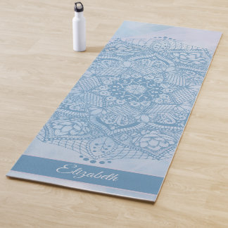 blauw Heilige Lotus Flower Blossom Mandala Yogamat