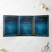 Blauw hemel gouden foto drievoudig begrafenisprogr drieluik aankondiging (Binnen)