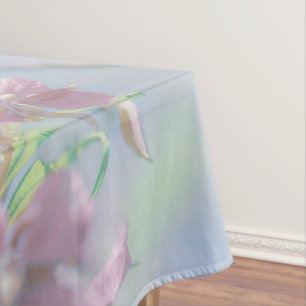 Blauw hemelgroen Plant laat paars bloemen Tafelkleed