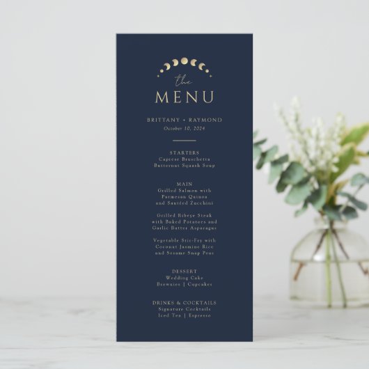 Blauw hemelse bruiloft menu (Staand voorkant)