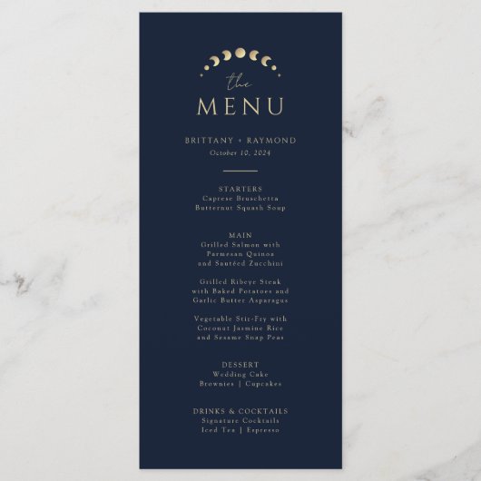 Blauw hemelse bruiloft menu (Voorkant)