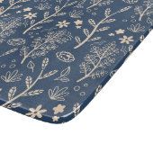 Blauw Herfst bladeren botanisch patroon Snijplank (Hoek)