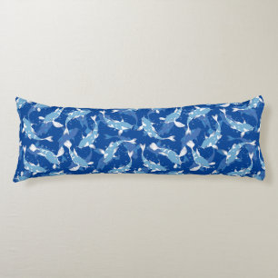 Blauw herhalend motief Koi-vispatroon Lichaamskussen