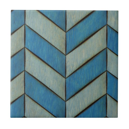 Blauw herringbone tegeltje (Voorkant)