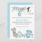  blauw Het is een Bo Baby shower Uitnodiging (Voorkant / Achterkant)