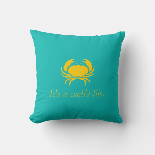 Blauw Het is een Crab's Life Personalize Pillow Kussen (Voorkant)