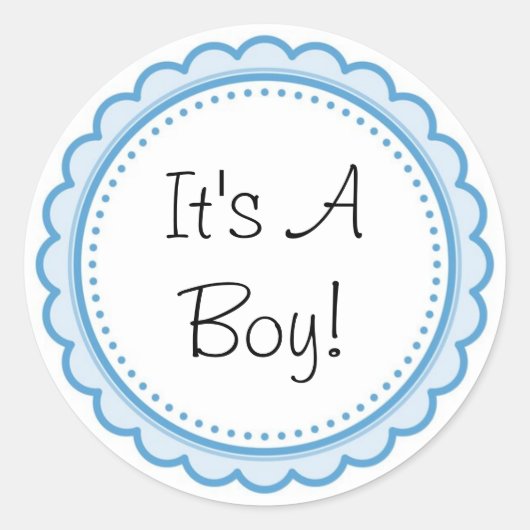 Blauw Het Is Een Jongen Baby Shower Uitnodiging Fe Ronde Sticker (Voorkant)