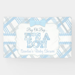 Blauw, het is een jongen, geplakt Baby shower Spandoek