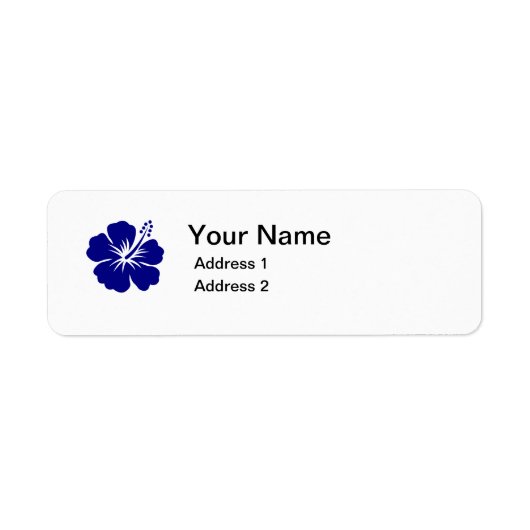 Blauw hibiscus bloem adres label (Voorkant)
