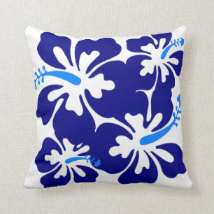 Blauw Hibiscus Patroon Kussen