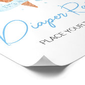 Blauw Hier is de Scoop Baby shower Luier Raffle Poster (Hoek)