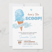 Blauw Hier is het Scoop Baby shower Kaart (Voorkant)