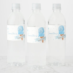 Blauw Hier is het Scoop Baby shower Waterfles Etiket