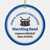 Blauw High School Marching Band Aangepaste Kerstmi Keramisch Ornament (Voorkant)