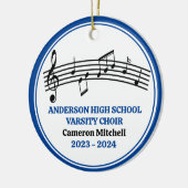 Blauw High School Varsity Koor Aangepaste Kerstmis Keramisch Ornament (Links)