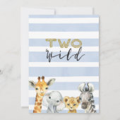 Blauw Hij is Twee Wild Cheetah Print 1e Verjaardag Kaart (Achterkant)