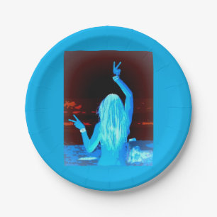blauw hippie vredesbord papieren bordje