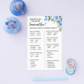 Blauw Hoe goed ken je de Bride Shower Game-kaart Flyer (Enkel)