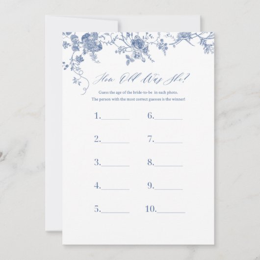 Blauw Hoe Oud Was Ze Bruidsfeest Spelkaarten Kaart (Voorkant)