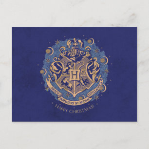 Blauw HOGWARTS™ Wapen Kerstkrans Feestdagenkaart