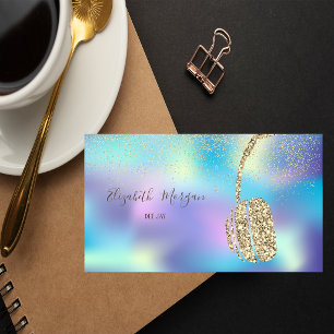 Blauw holografisch glitter hoofdtelefoon DJ, Confe Visitekaartje