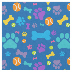 Blauw hondenpootje print patroon stof