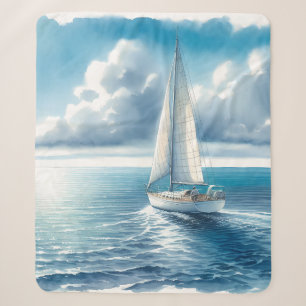 Blauw Horizon Eenzame Zeilboot Sherpa Deken
