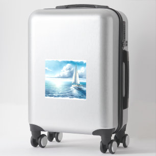 Blauw Horizon Eenzame Zeilboot Sticker