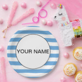 Blauw horizontaal gespannen papieren bordje (Feest)