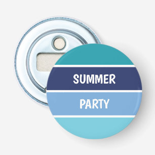 Blauw horizontaal gestreept button flesopener